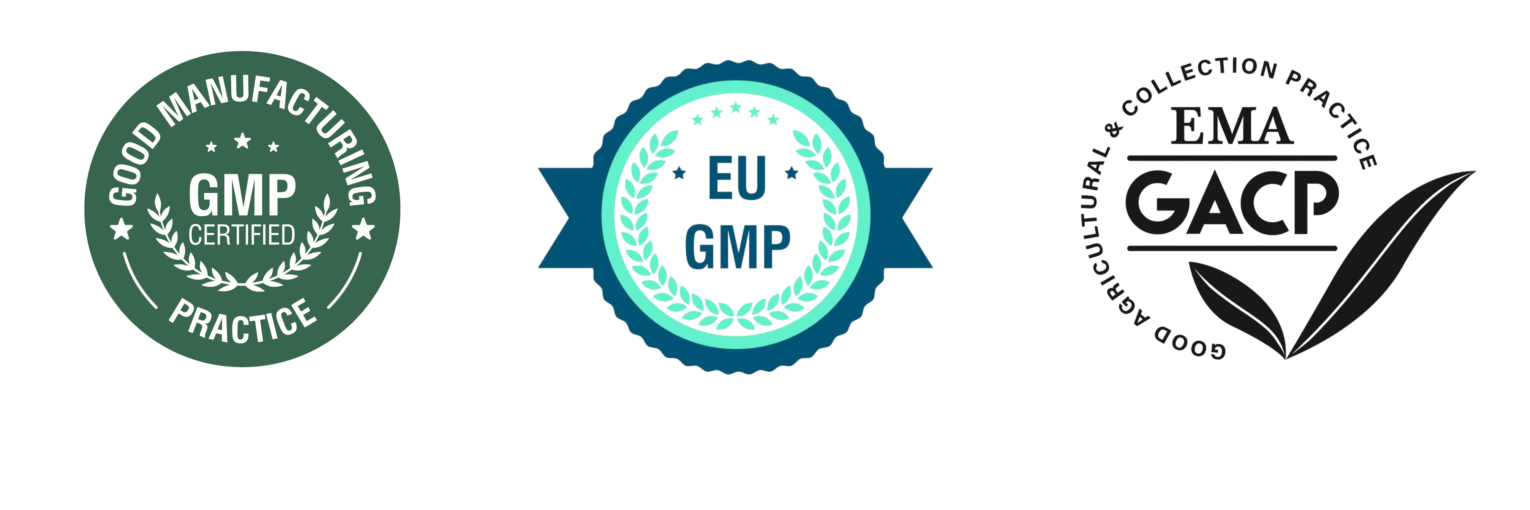 GMP Certified, EU-GMP Certified, GACP Certified